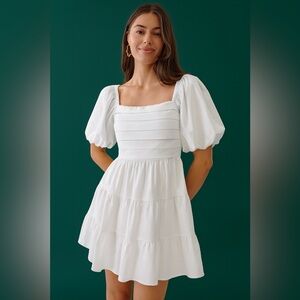 NWT Tussah- Roz white mini dress, puffed sleeves and pleated bust - size 8